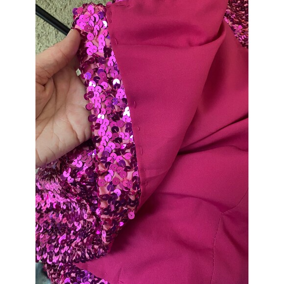 Size Medium | Vintage 60s 1960s Sequined Fuchsia Barbie Pink Bombshell Dress - Picture 8 of 8